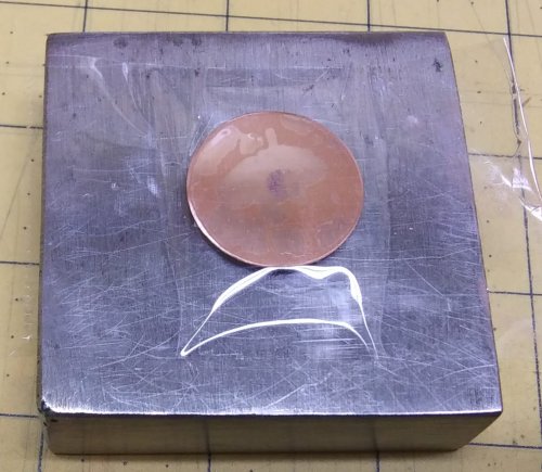 Judy Larson's No Rolling Mill- No Problem - , Metalwork, Stamping, Stamps, Design, Use clear wide packing tape to hold the metal piece